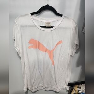 Puma White Tee with Peach Logo